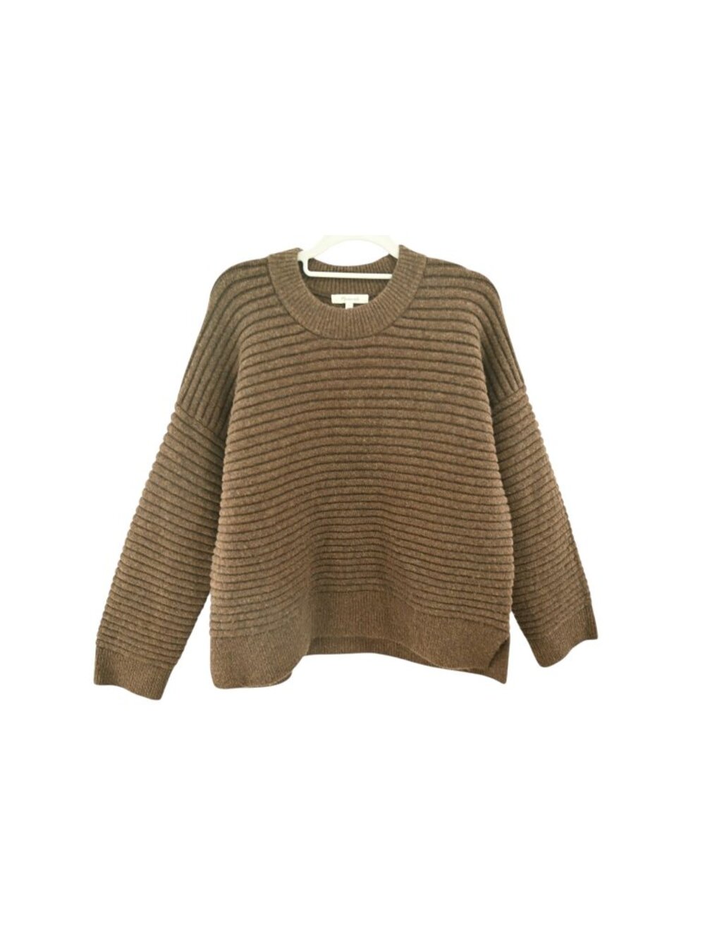 Madewell Elsmere Pullover Sweater Sz M Heather Brunette Brown Ribbed Knit Cozy